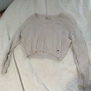 Hollister Cropped White Sweater Size L